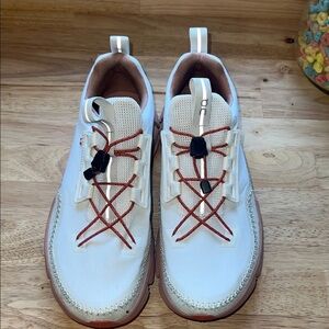 Men's White and Red Athletic Shoes